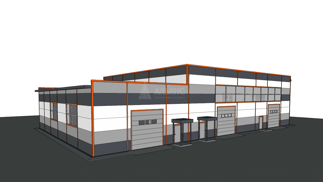 3D визуализация Проект СТО из сэндвич-панелей - фото 7